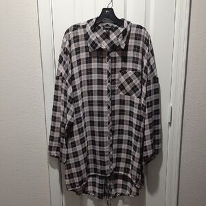 torrid Black, Light Gray & Pink Plaid Shirt